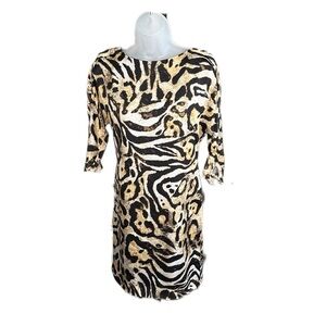 Vintage Peter Nygard Animal Midi Dress Size 4 Petite